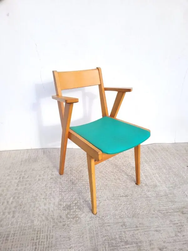 Fauteuil bridge vert vintage vers 1960 01