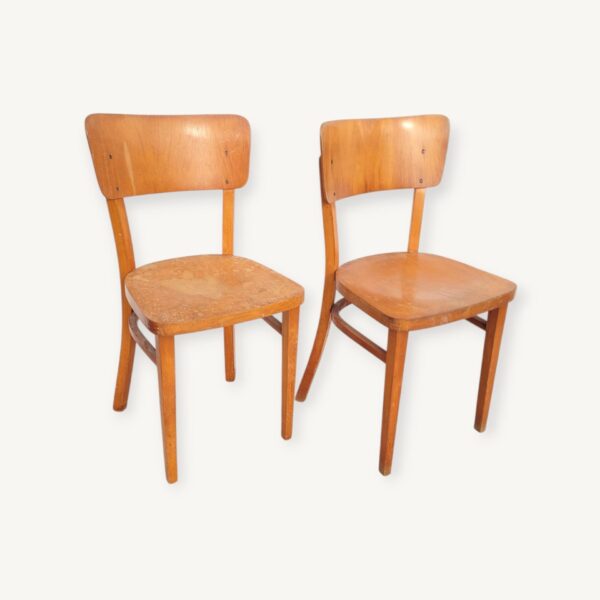 Paire de chaises bistrot en bois clair 06