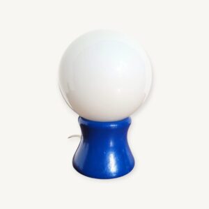 Petite lampe vintage pied diabolo bleu 06