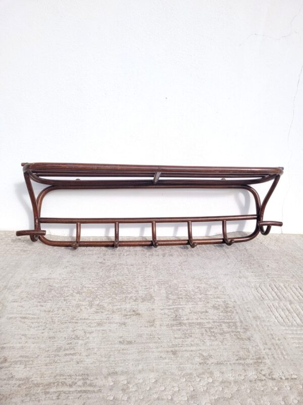 Ancien porte manteaux vestiaire mural en bois 01