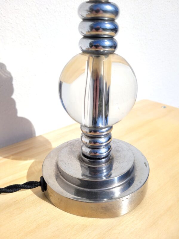 Pied de lampe chrome et cristal vers 1940 03