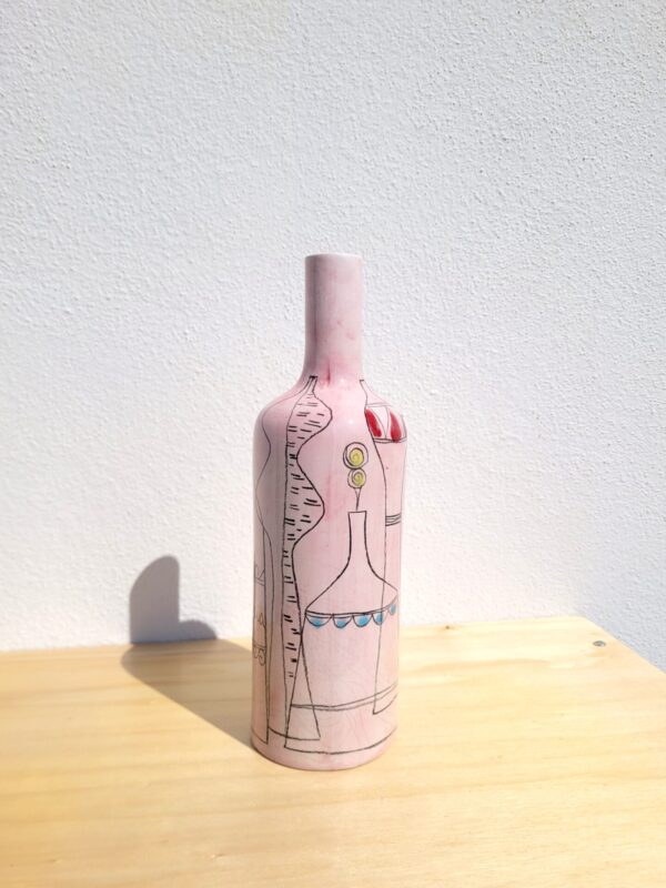 Bouteille vase soliflore rose Sct Prato Italie 02