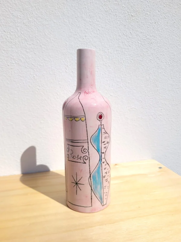 Bouteille vase soliflore rose Sct Prato Italie 03