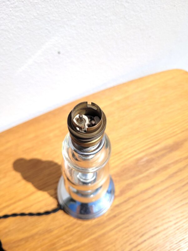 Pied de lampe chrome et boules en verre dlg J Adnet 03