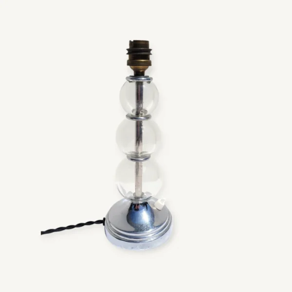 Pied de lampe chrome et boules en verre dlg J Adnet 06