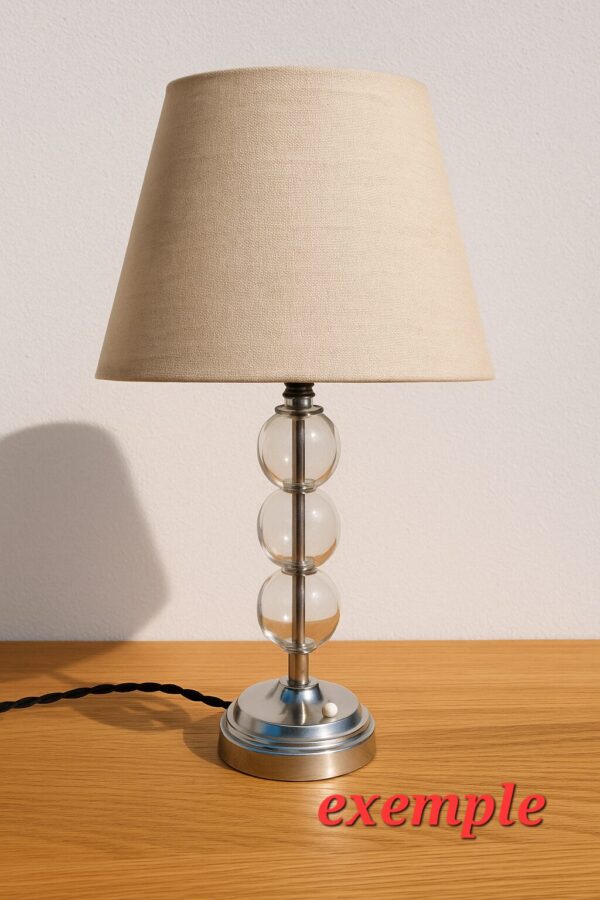 Pied de lampe chrome et boules en verre dlg J Adnet 10
