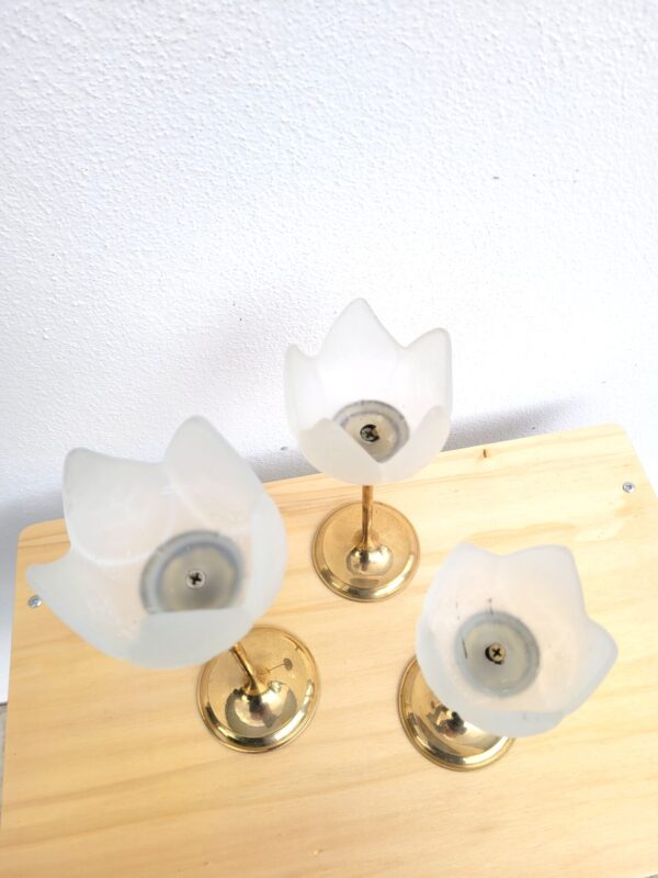 Set de 3 bougeoirs fleurs en laiton doré 02