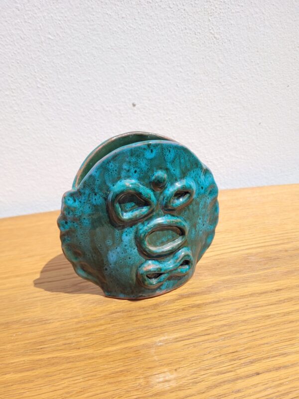 Vase en céramique terre cuite émaillée turquoise 01