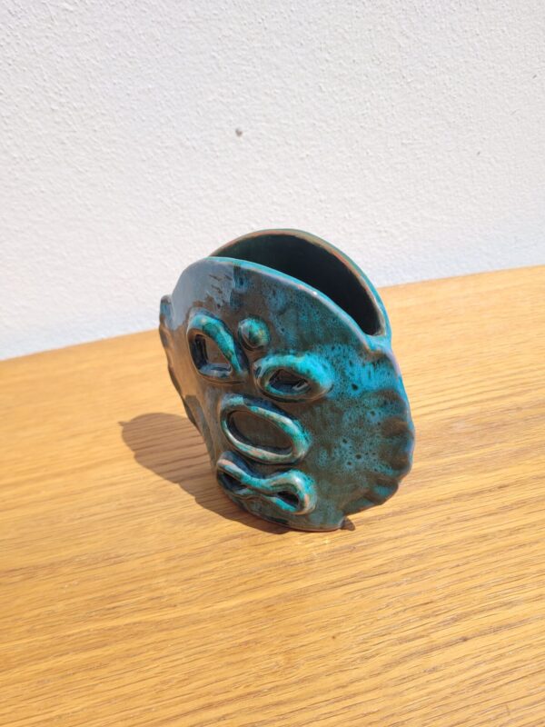 Vase en céramique terre cuite émaillée turquoise 02