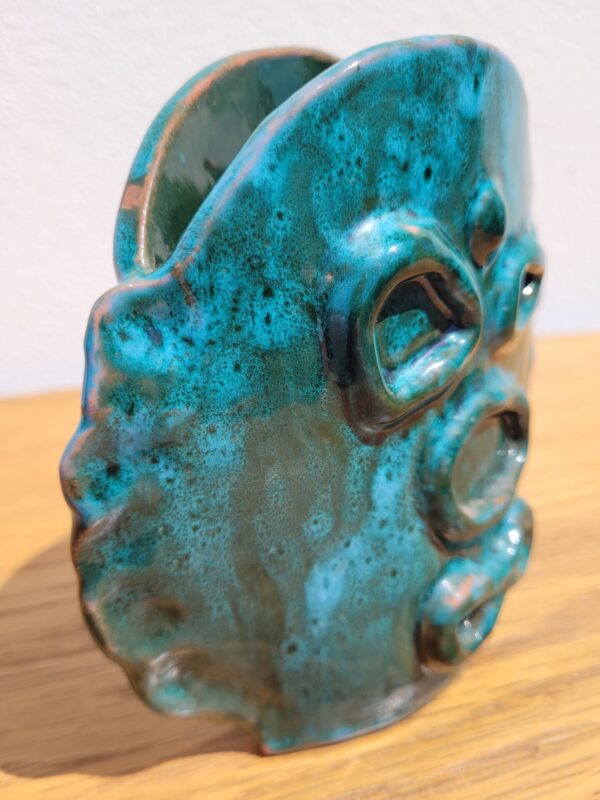 Vase en céramique terre cuite émaillée turquoise 03