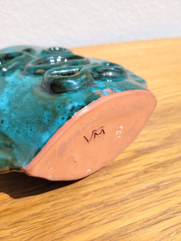 Vase en céramique terre cuite émaillée turquoise 05