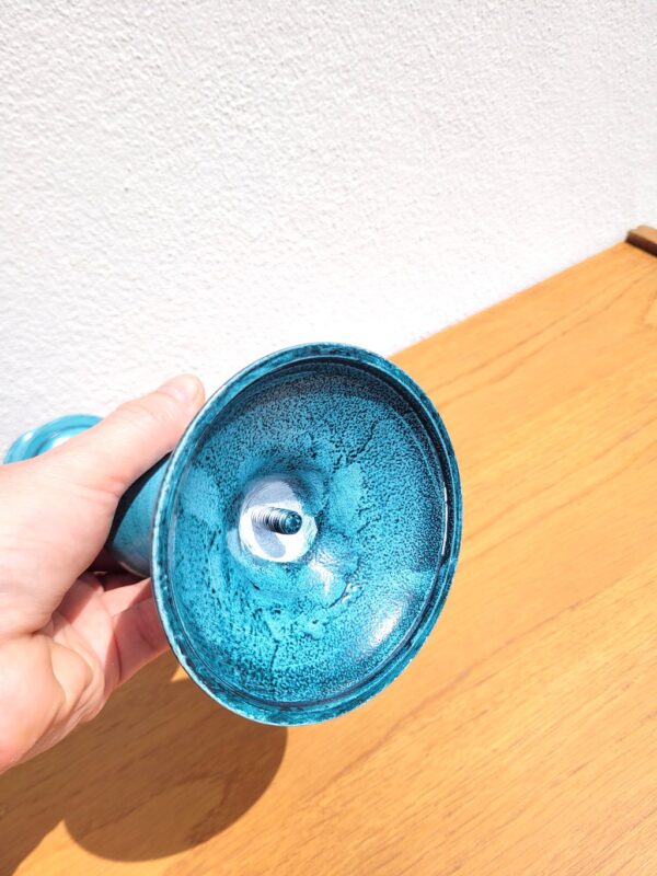Bougeoir en métal bleue turquoise à balustre 04