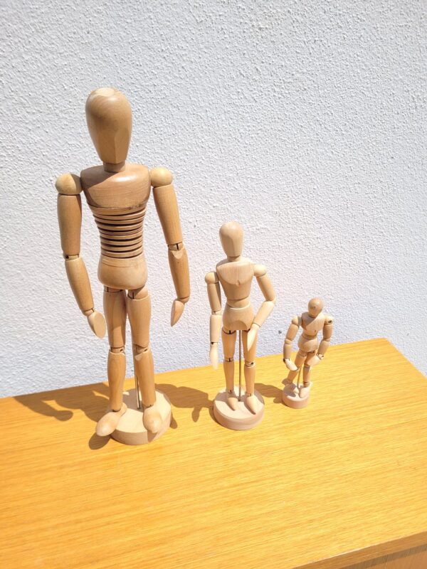 Lot de 3 modèles mannequins articulés en bois 01