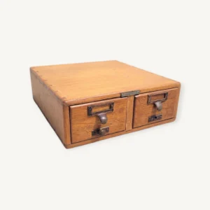 Petit meuble ancien pour fiches cartons en chêne 06