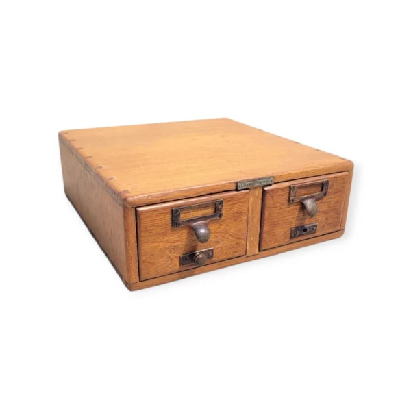 Petit meuble ancien pour fiches cartons en chêne CA