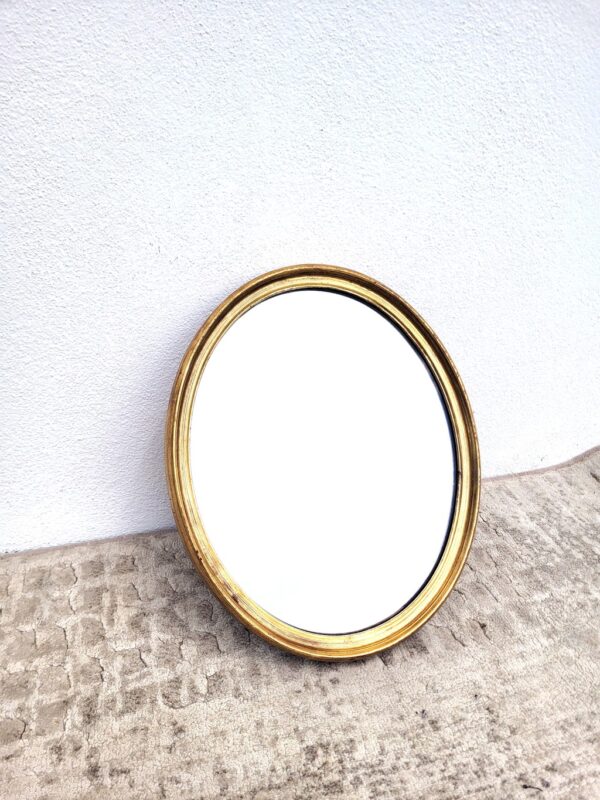 Petit miroir ancien doré ovale 27x33cm 01