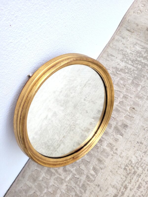 Petit miroir ancien doré ovale 27x33cm 02
