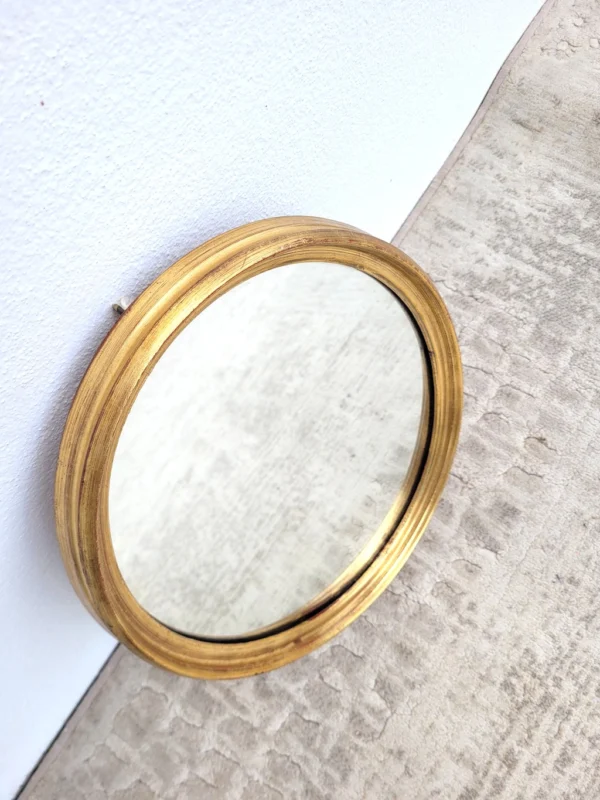 Petit miroir ancien doré ovale 27x33cm 02