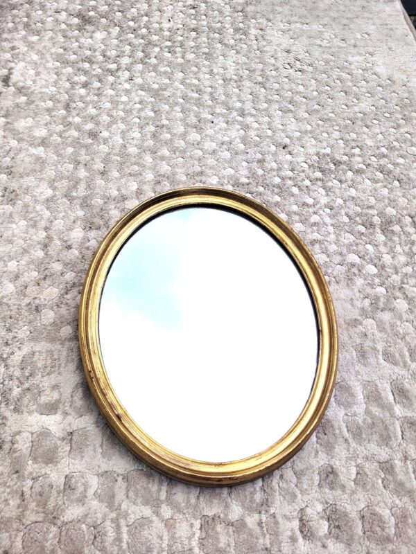 Petit miroir ancien doré ovale 27x33cm 03