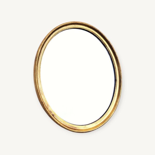 Petit miroir ancien doré ovale 27x33cm 06