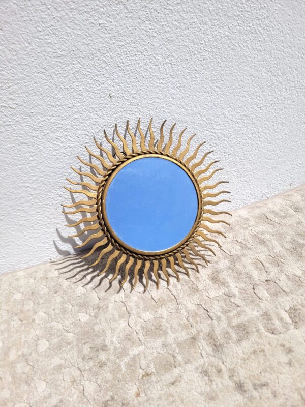 Petit miroir soleil doré vintage 21cm 01