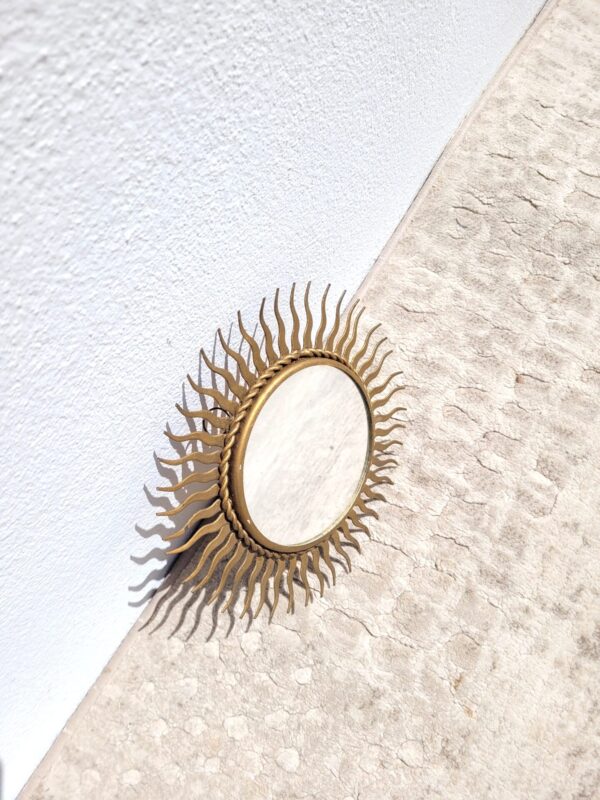 Petit miroir soleil doré vintage 21cm 02