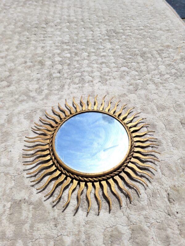 Petit miroir soleil doré vintage 21cm 03