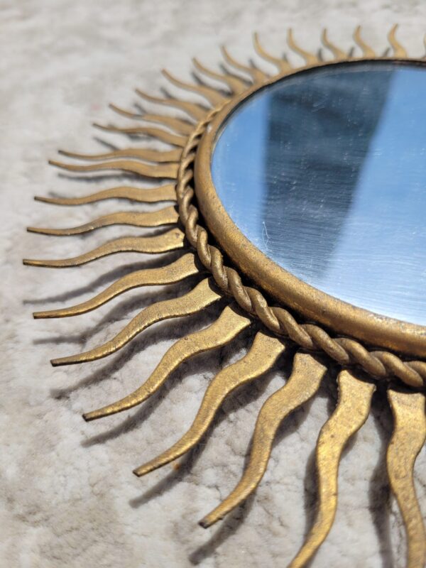 Petit miroir soleil doré vintage 21cm 04