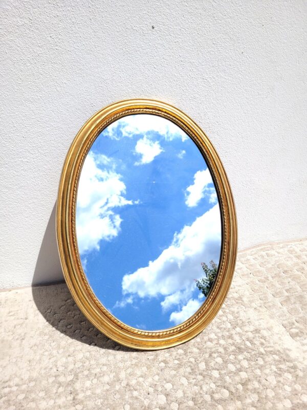 Ancien miroir ovale doré et frise 40x53cm 01