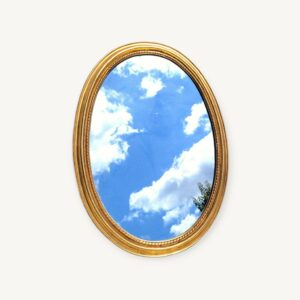 Ancien miroir ovale doré et frise 40x53cm 06
