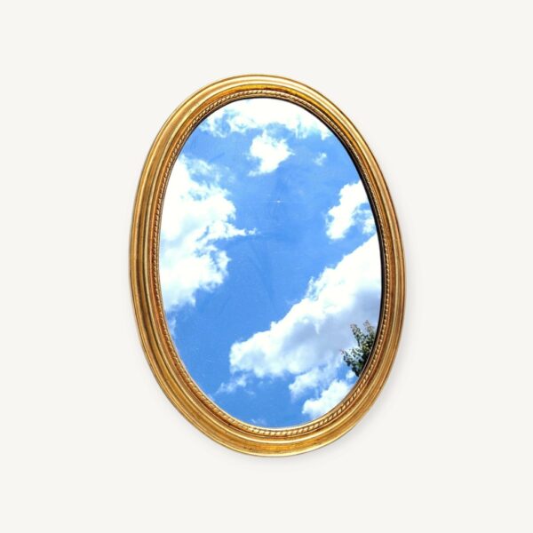 Ancien miroir ovale doré et frise 40x53cm 06
