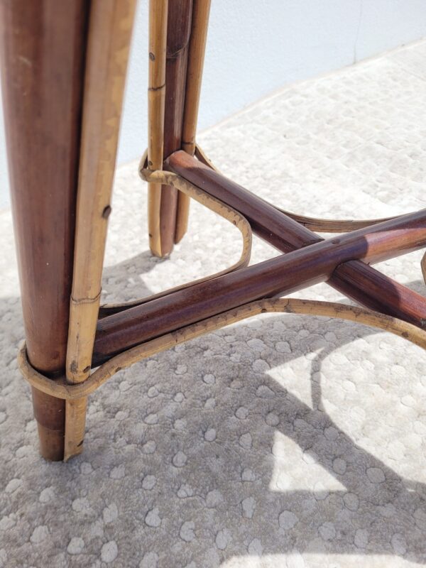 Ancien tabouret bas en rotin 04