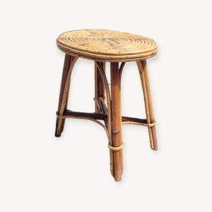 Ancien tabouret bas en rotin 06