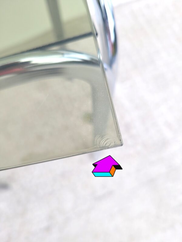 Bout de canapé vintage sellette chrome et verre fumé 70s 05