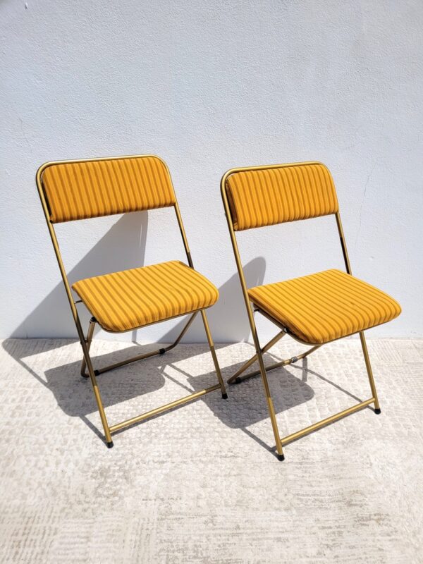 Paire de chaises vintages Lafuma Chantazur jaune 01