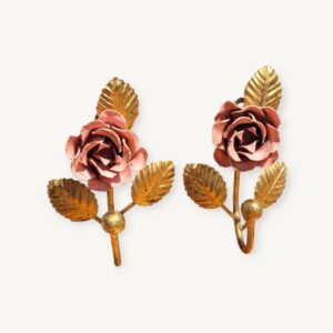 Paire de patères roses et dorées 06