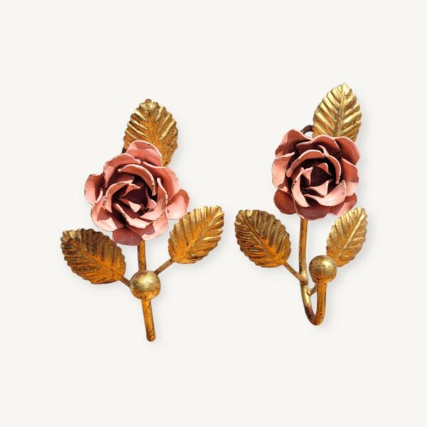 Paire de patères roses et dorées 06