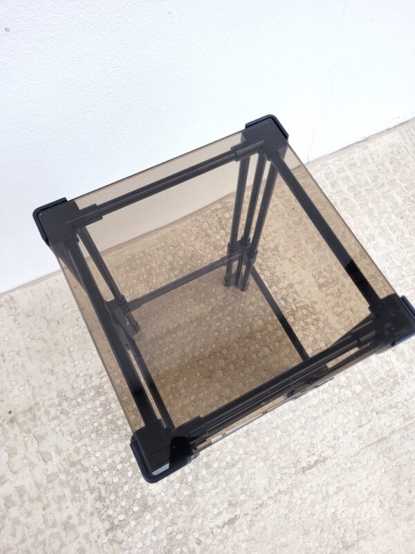 Sellette table d'appoint étagère verre fumé noire 03