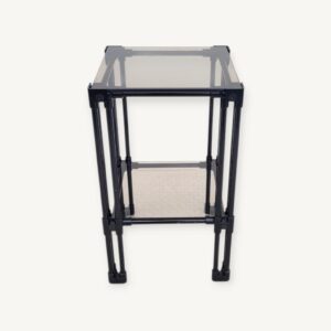 Sellette table d'appoint étagère verre fumé noire 06