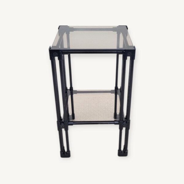 Sellette table d'appoint étagère verre fumé noire 06