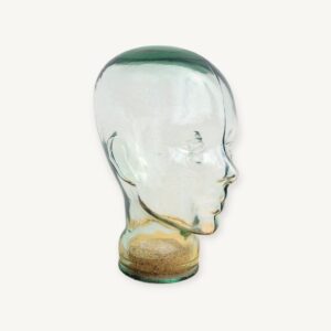 Tête à chapeau marotte bocal transparent 10