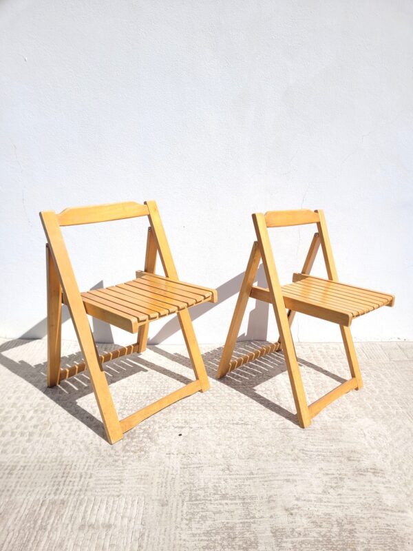 Paire de chaises pliantes en hêtre 02