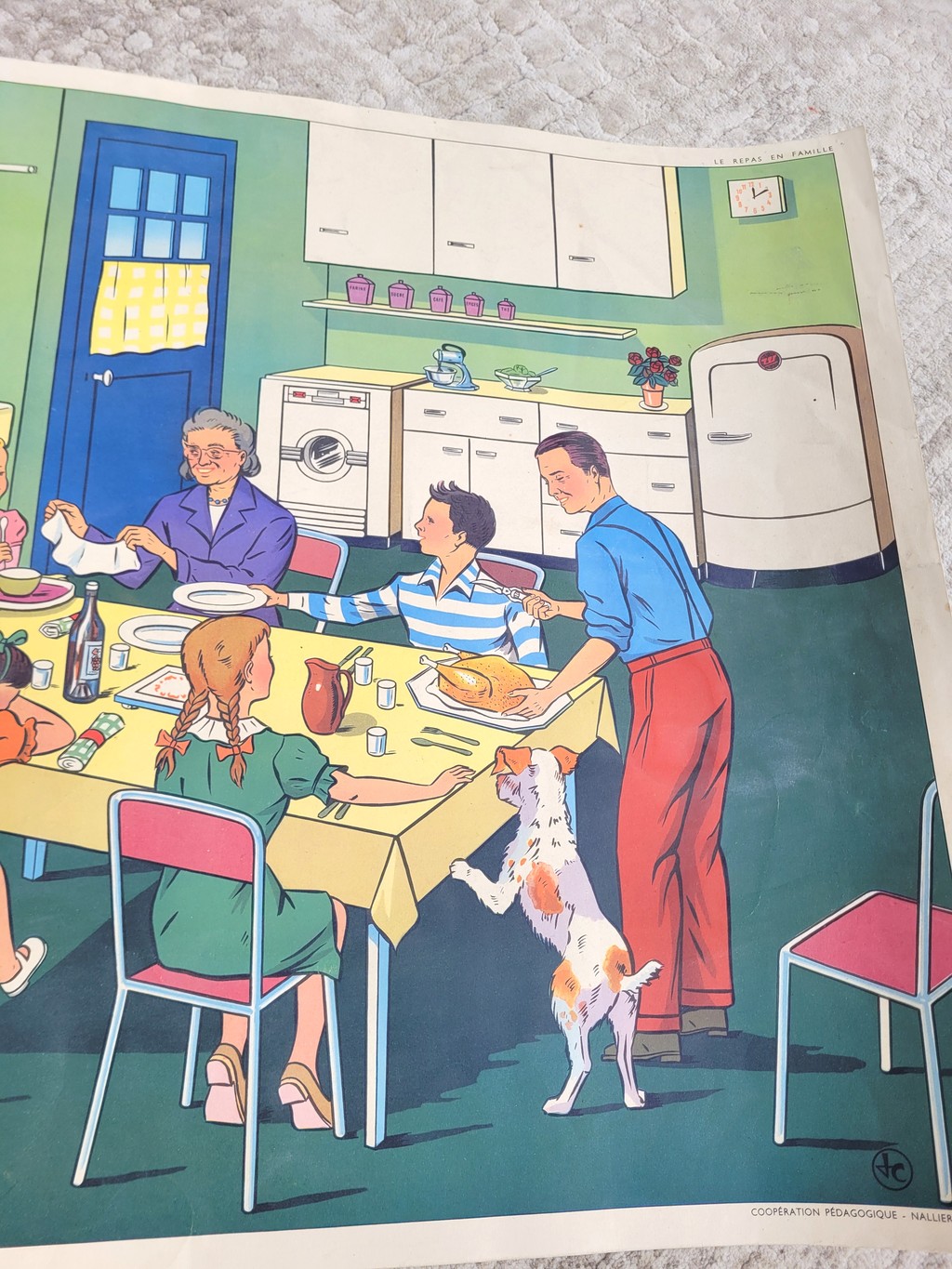 Affiche scolaire vintage le repas en famille 03