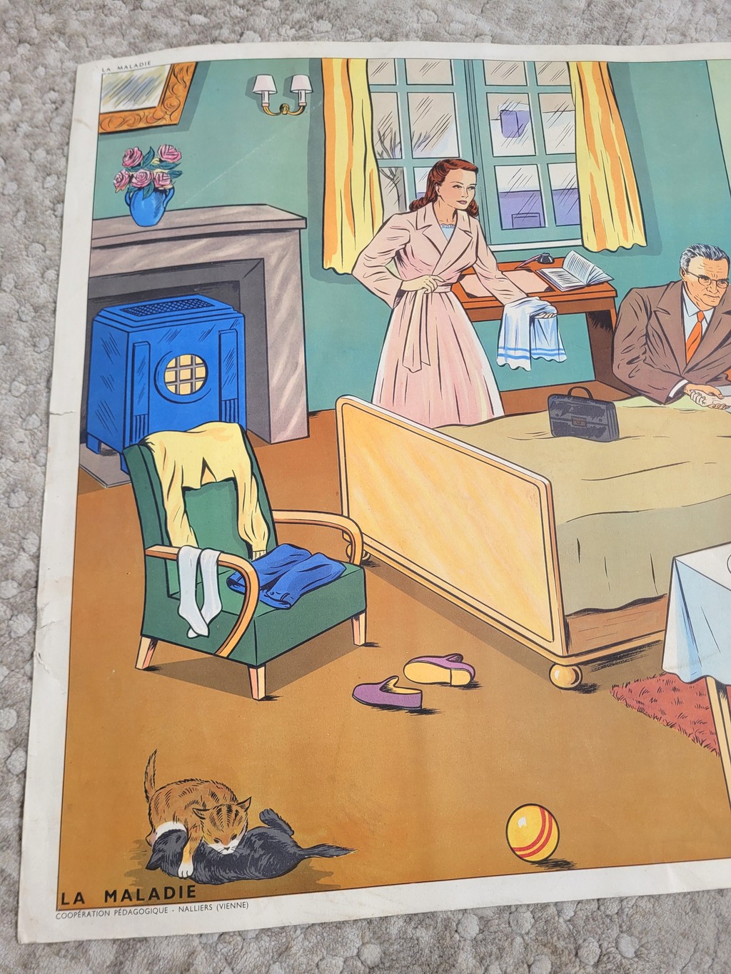 Affiche scolaire vintage le repas en famille 07