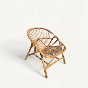 Fauteuil corbeille en rotin années 60 06