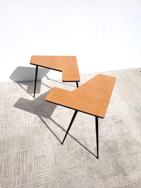 Paire de tables basses années 60 rénovées 05