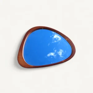 Miroir contemporain ovoïde teinte teck 05