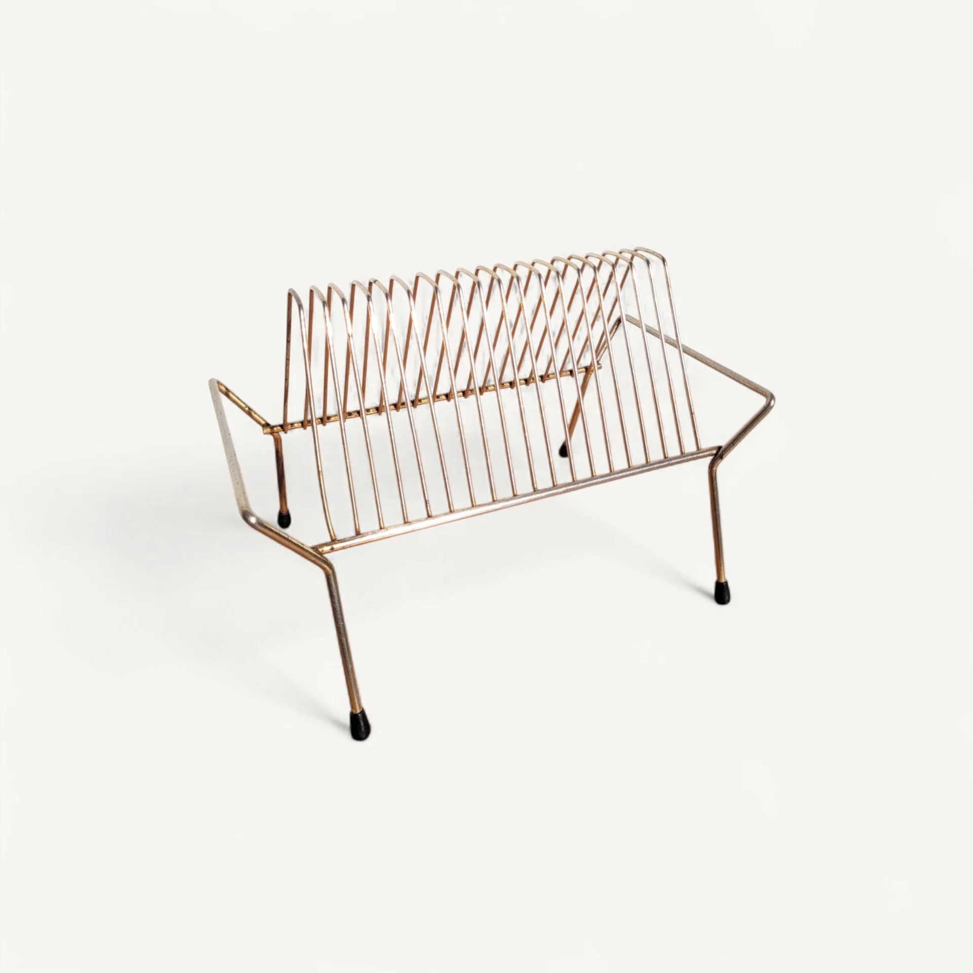 Petit porte disques vinyles doré années 60 01