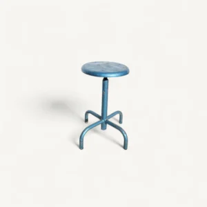 Tabouret d'atelier à vis en métal bleu 01