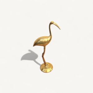 Grande statuette de flamand rose en laiton doré 06